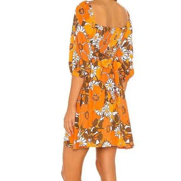 Faithfull The Brand Martine Mini Dress in Orange Isola Floral Boho Retro Size 6 - Picture 8 of 15